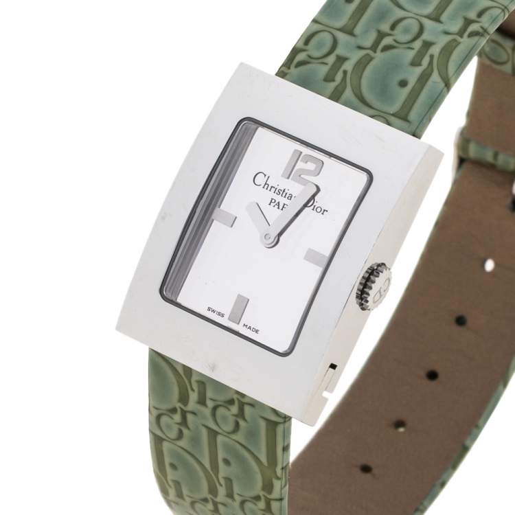 مملوكة مسبقًا Christian Dior Silver Stainless Steel Leather Malice D79-109 Women's Wristwatch 19 mm