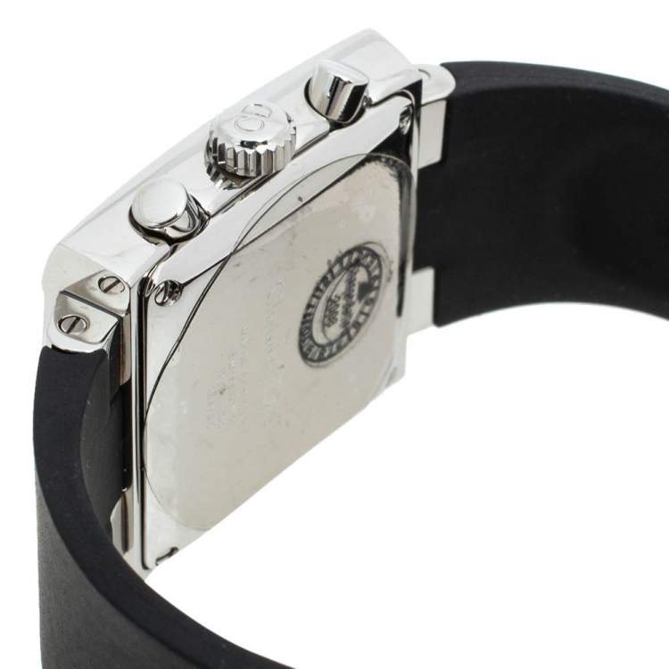 Pre Owned Dior Black Stainless Steel Rubber Riva D81-100 Women's Wristwatch 31 mm