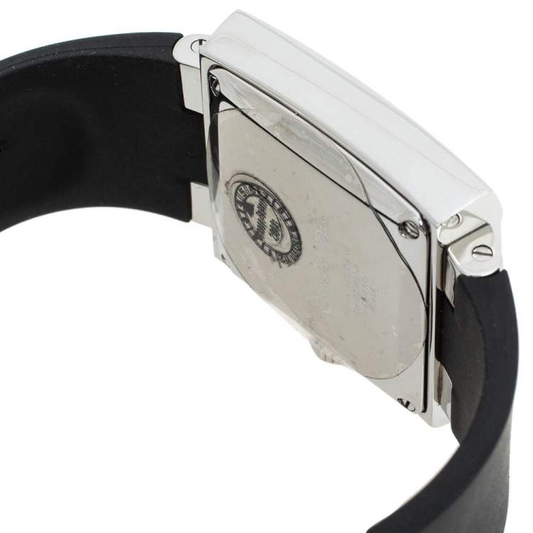 Pre Owned Dior Black Stainless Steel Rubber Riva D81-100 Women's Wristwatch 31 mm