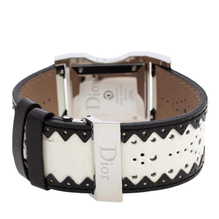 Pre Owned Dior Black Stainless Steel Leather Chris 47 CD033110 Women's Wristwatch 25 MM