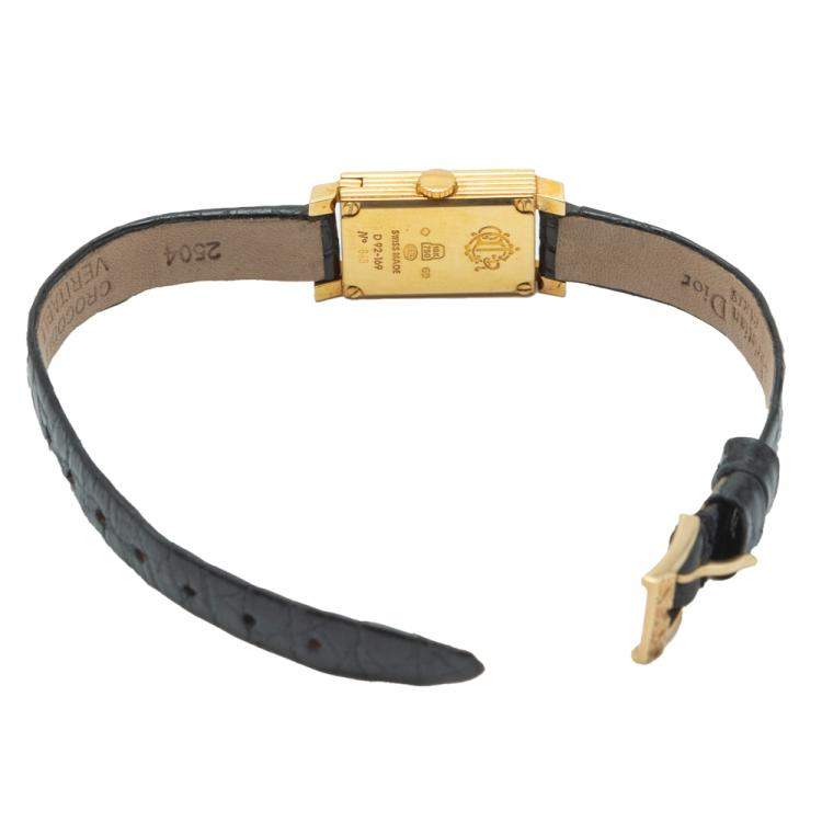 Pre Owned Dior White Dial 18k Yellow Gold Rectangular Multi-Strap Women's Watch 19MM