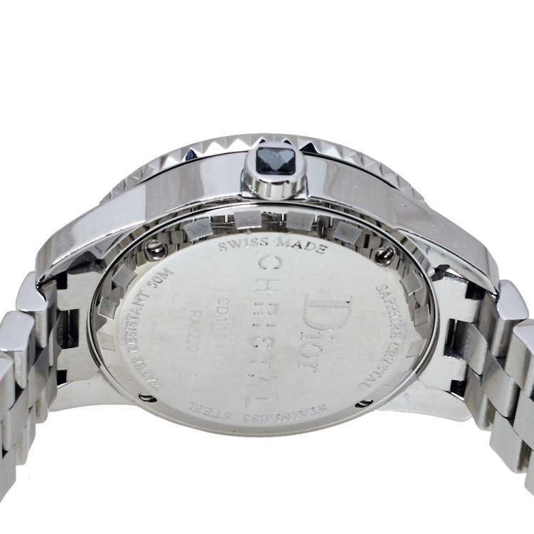 Pre Owned Dior Silver Grey Crystal Stainless Steel CD113116 Christal Women's Wristwatch 33MM