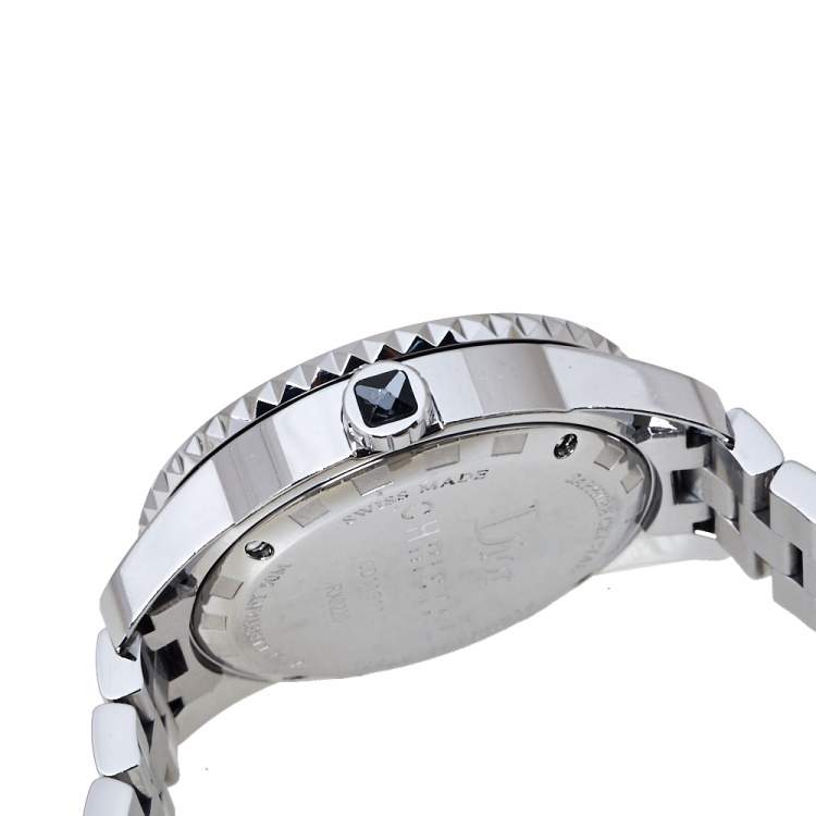 Pre Owned Dior Silver Grey Crystal Stainless Steel CD113116 Christal Women's Wristwatch 33MM