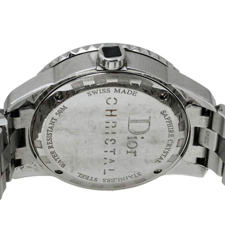 Pre Owned Dior Black Diamonds Stainless Steel Christal CD113115M001 Quartz Women's Wristwatch 34 MM