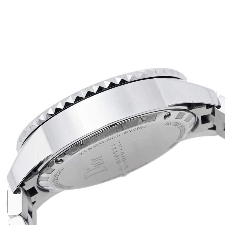 Pre Owned Dior Red Crystals & Stainless Steel Diamond Christal CD11431G-V Women's Wristwatch 38 mm
