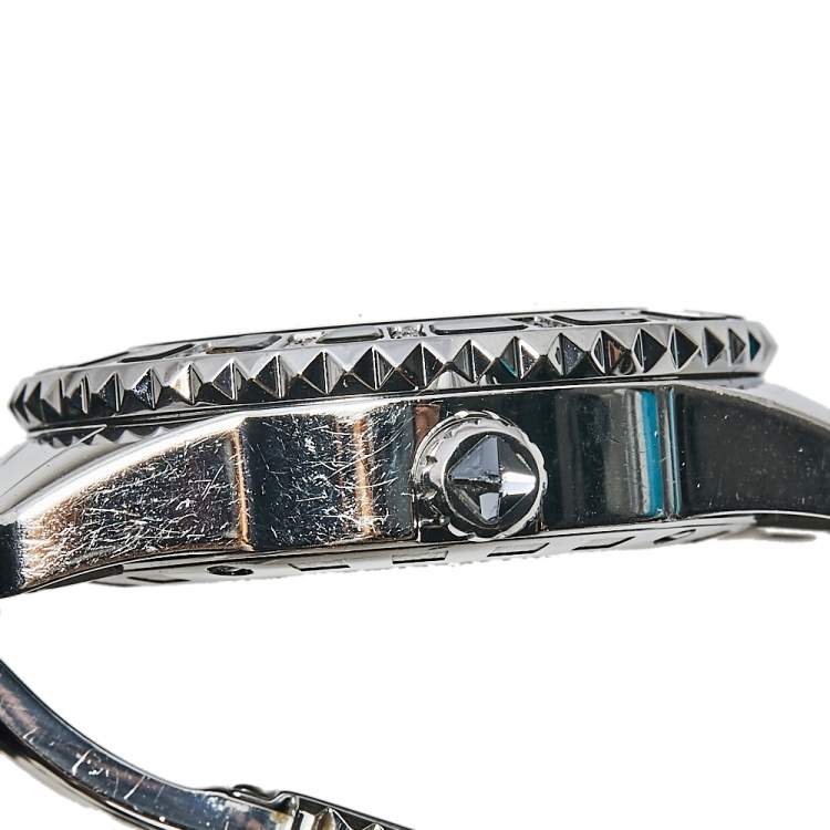 Pre Owned Dior Grey Stainless Steel Diamonds Christal CD112115M001 Women's Wristwatch 29 mm