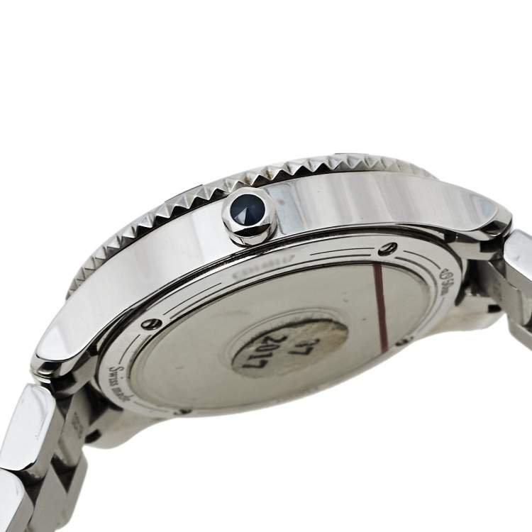 Pre Owned Dior Blue Mother Of Pearl Stainless Steel Christal CD143117 Women's Wristwatch 33 mm