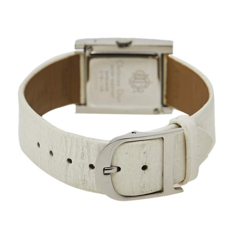 Pre Owned Dior Mother Of Pearl Stainless Steel Leather Malice D78-109 Women's Wristwatch 19 mm