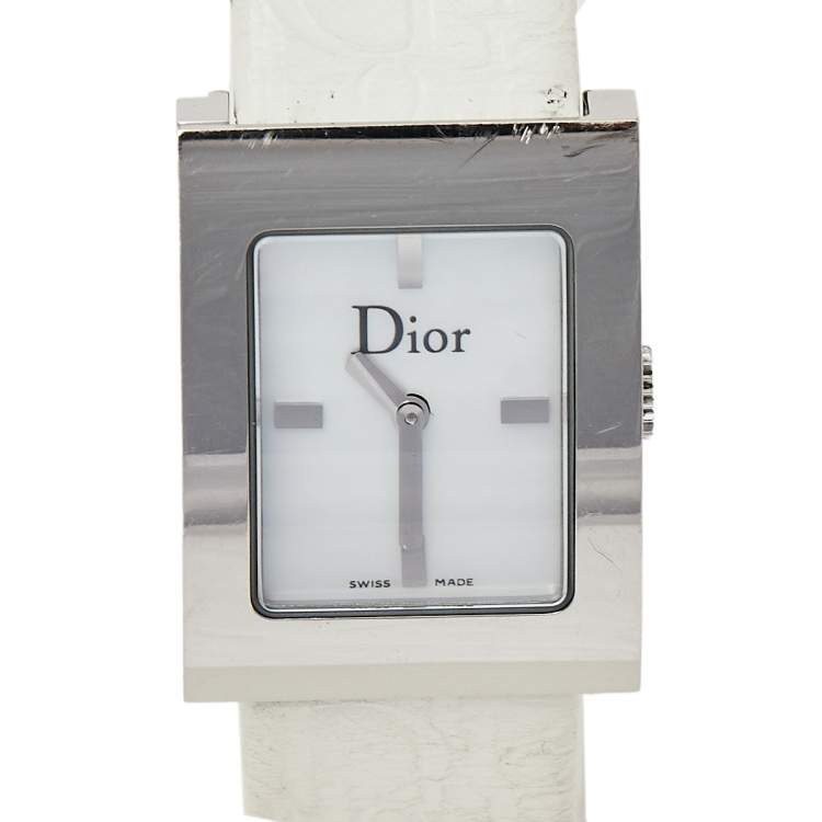 Pre Owned Dior Mother Of Pearl Stainless Steel Leather Malice D78-109 Women's Wristwatch 19 mm