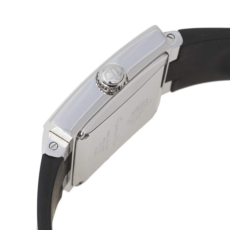 Pre Owned Christian Dior Black Stainless Steel Rubber Riva D101-100 Women's Wristwatch 31 mm