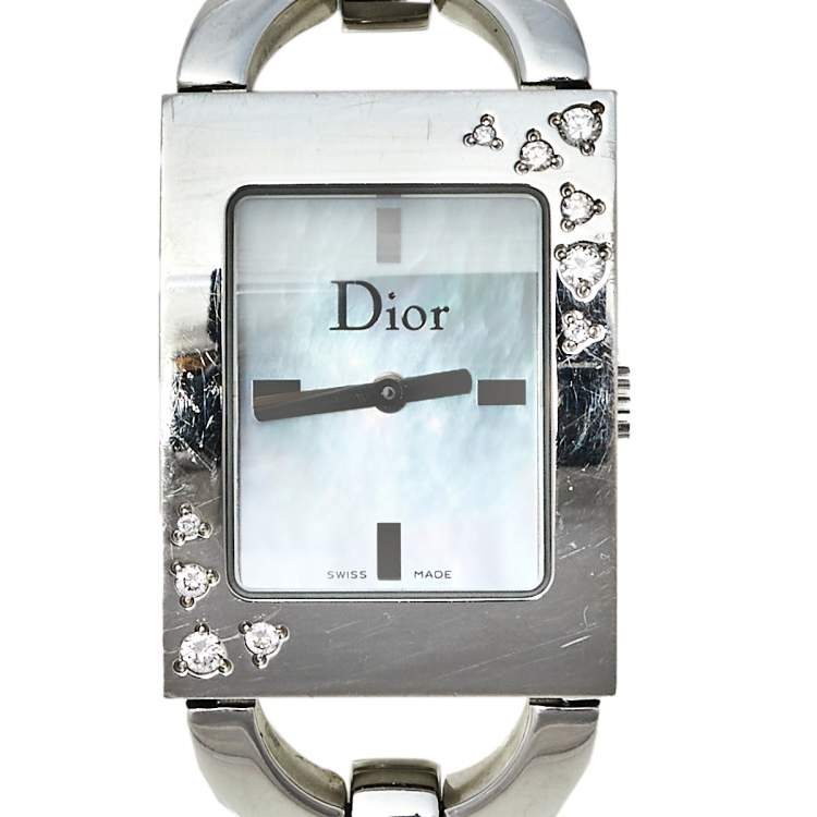 Pre Owned Dior Mother Of Pearl Stainless Steel Diamond Malice D78-1091 Women's Wristwatch 19 mm