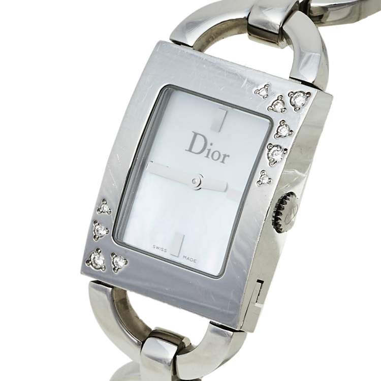 Pre Owned Dior Mother Of Pearl Stainless Steel Diamond Malice D78-1091 Women's Wristwatch 19 mm
