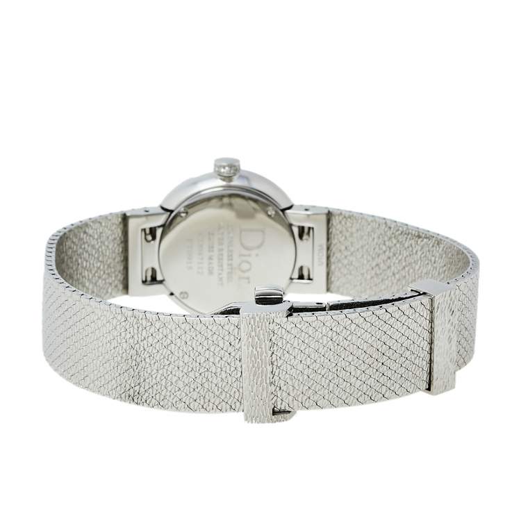 Pre Owned Dior Pink Mother of Pearl Stainless Steel Diamond La D De Dior Satine CD047112M002 Women's Wristwatch 25 mm