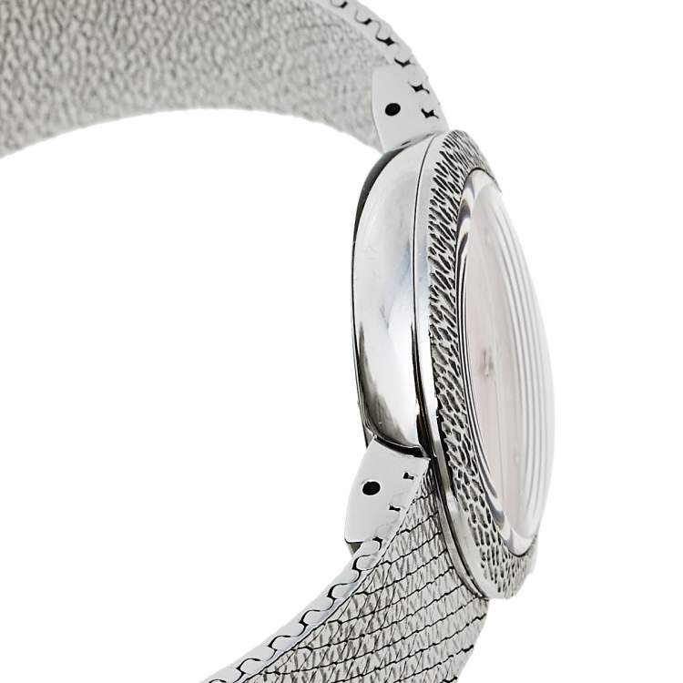 Pre Owned Dior Pink Mother of Pearl Stainless Steel Diamond La D De Dior Satine CD047112M002 Women's Wristwatch 25 mm