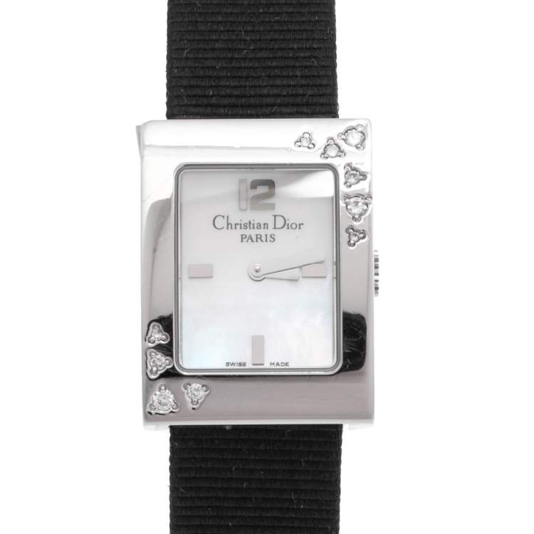 Pre Owned Dior Mother of Pearl Stainless Steel Diamonds Malice D78-1091 Women's Wristwatch 19 mm