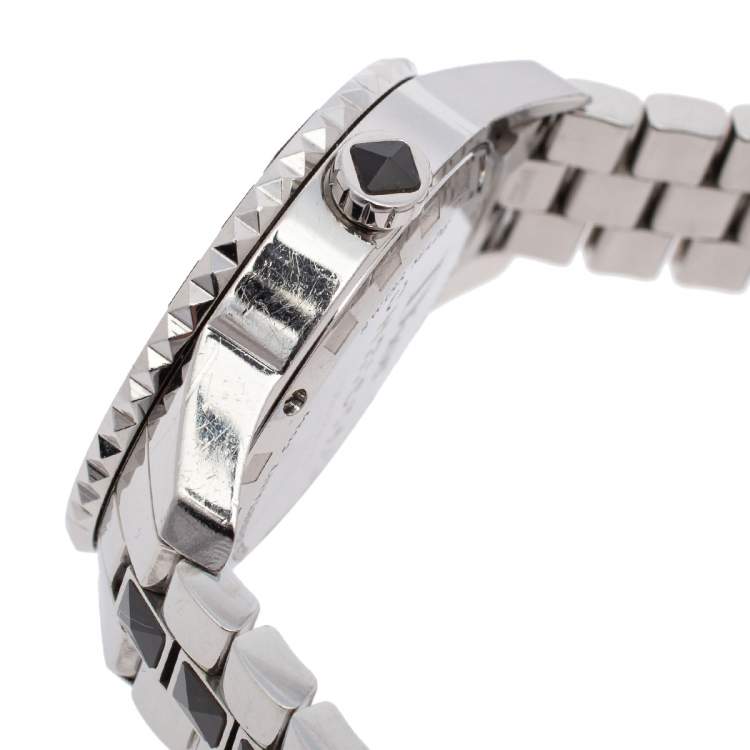 Pre Owned Dior Black Stainless Steel Diamonds Christal CD113115M001 Women's Wristwatch 34 mm