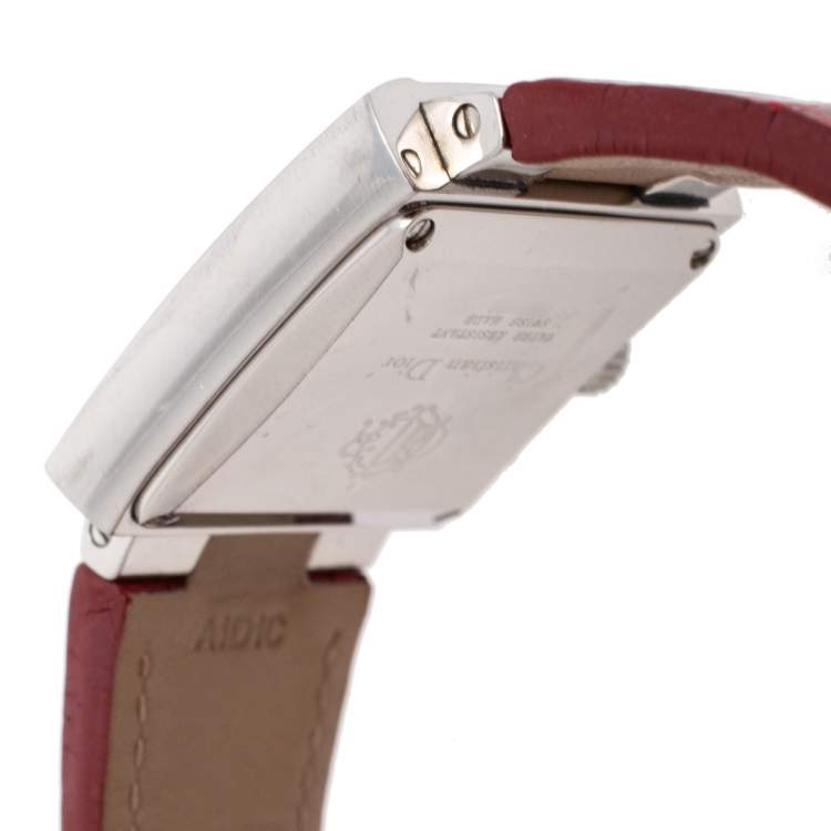 Pre Owned Dior Silver Diamonds Stainless Steel Riva Quartz Women's Wristwatch 