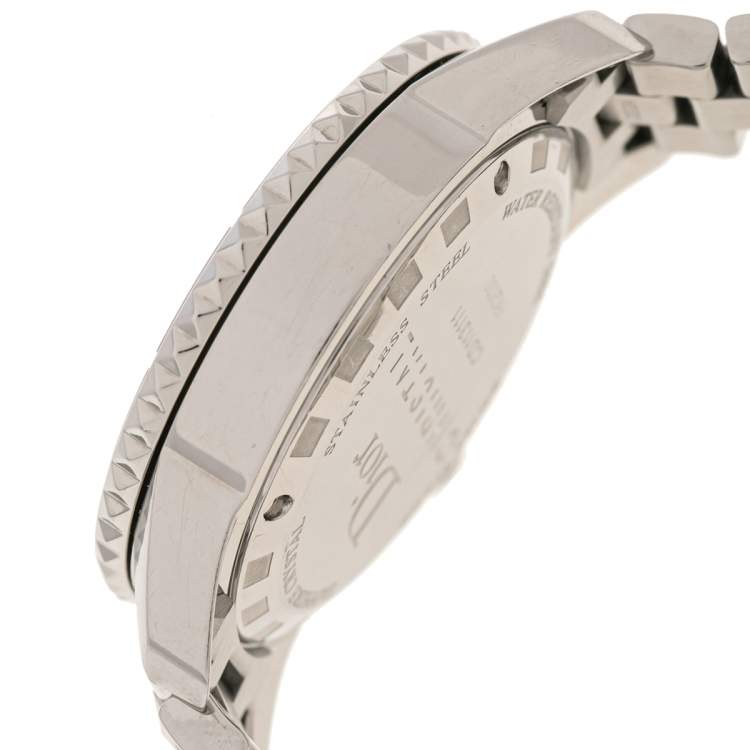 Pre Owned Dior  White Stainless Steel Christal CD113111 Women's Wristwatch 33 mm