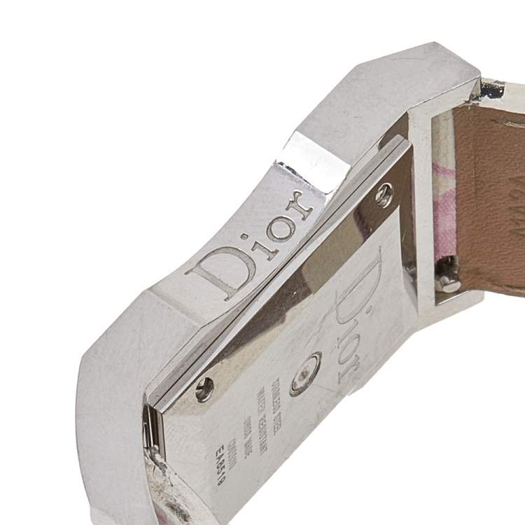 Pre Owned Dior White Stainless Steel Leather Chris 47 CD033110 Women's Wristwatch 30 mm