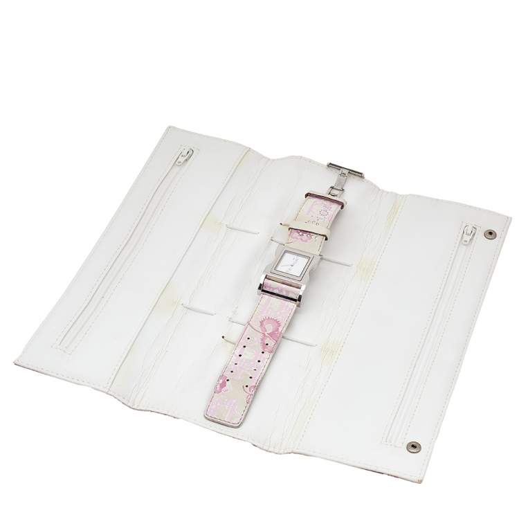 Pre Owned Dior White Stainless Steel Leather Chris 47 CD033110 Women's Wristwatch 30 mm