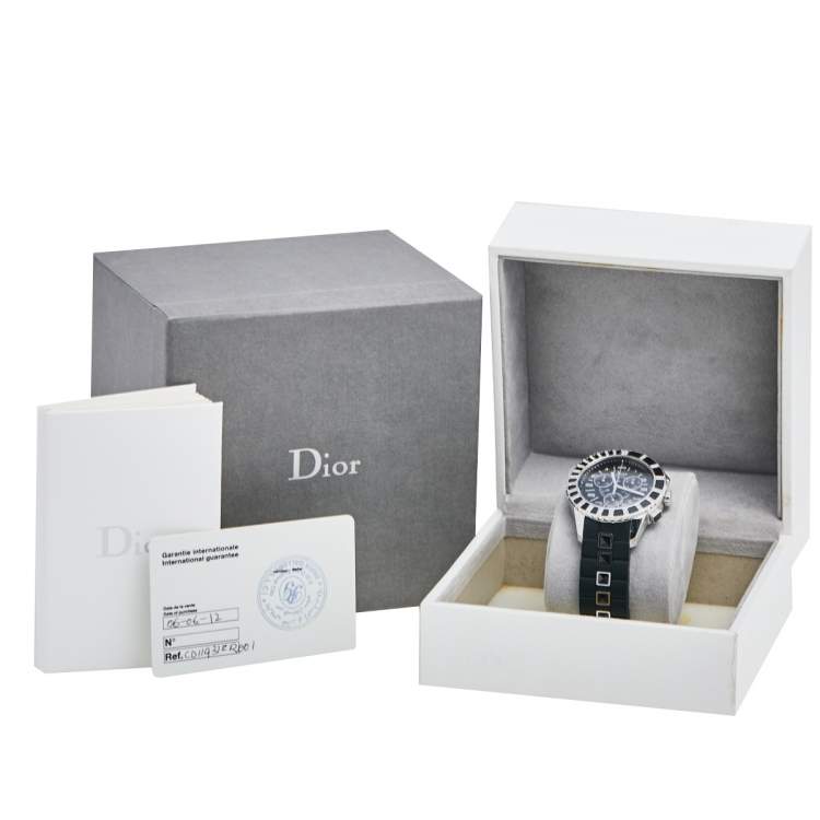 Pre Owned Dior Black Stainless Steel Rubber Christal CD11431ER001 Men's Wristwatch 38 mm