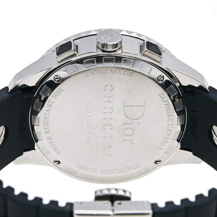 Pre Owned Dior Black Stainless Steel Rubber Christal CD11431ER001 Men's Wristwatch 38 mm
