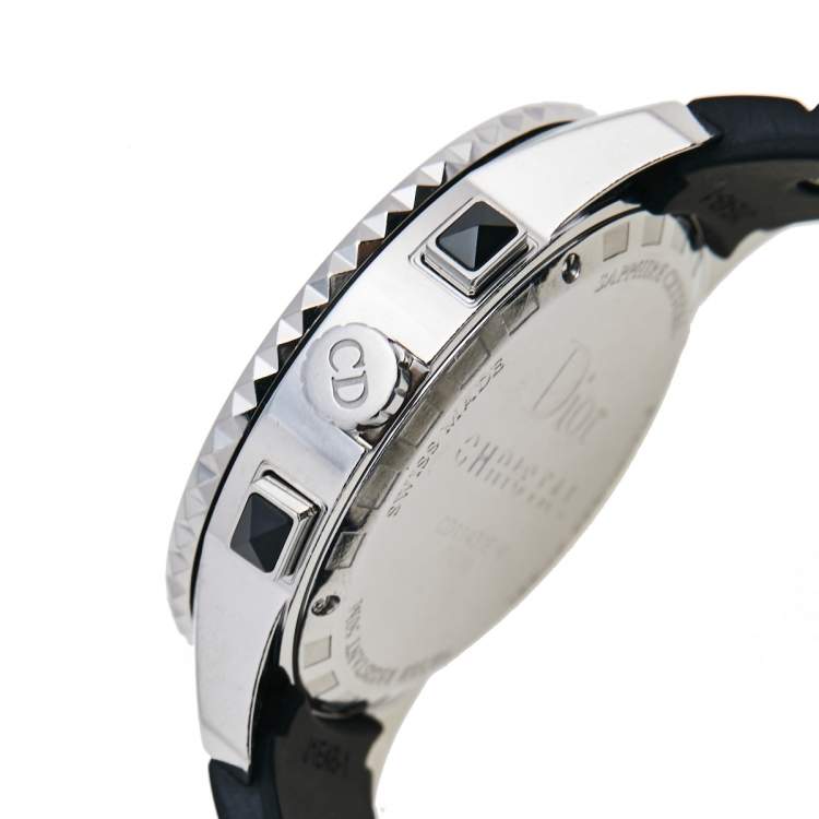 Pre Owned Dior Black Stainless Steel Rubber Christal CD11431ER001 Men's Wristwatch 38 mm
