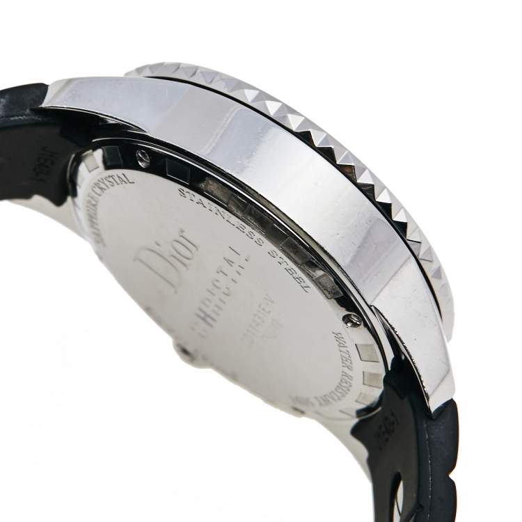 Pre Owned Dior Black Stainless Steel Rubber Christal CD11431ER001 Men's Wristwatch 38 mm