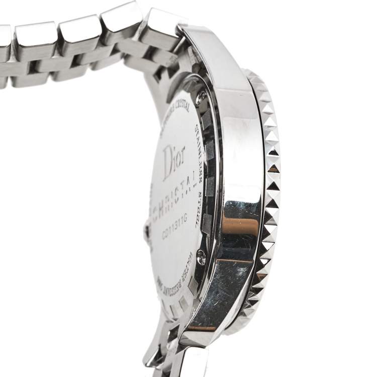 Pre Owned Dior Blue Mother of Pearl Stainless Steel Diamond Christal CD11311GM001 Women's Wristwatch 33 mm