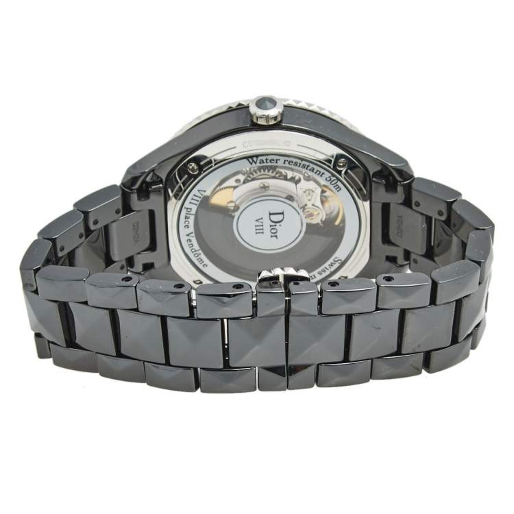 Pre Owned Dior Black Ceramic Stainless Steel VIII Place Vendome CD1245E0C001 Women's Wristwatch 38 mm