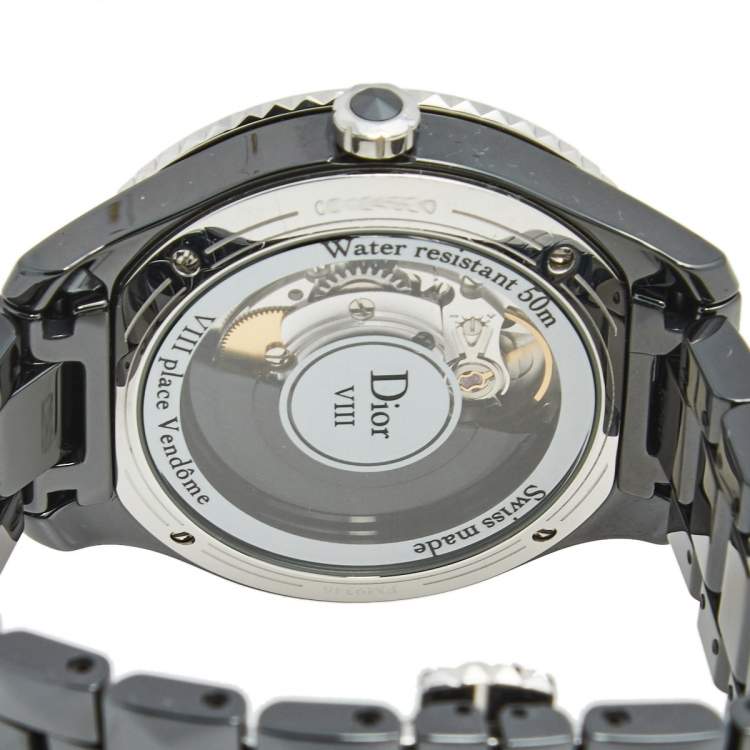 Pre Owned Dior Black Ceramic Stainless Steel VIII Place Vendome CD1245E0C001 Women's Wristwatch 38 mm