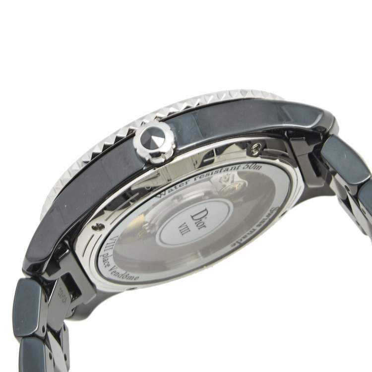 Pre Owned Dior Black Ceramic Stainless Steel VIII Place Vendome CD1245E0C001 Women's Wristwatch 38 mm