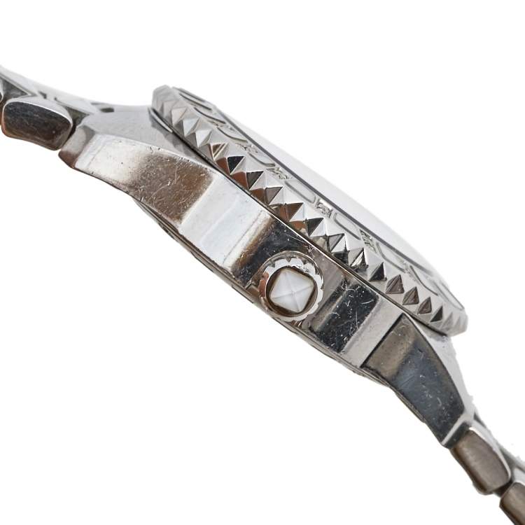 Pre Owned Dior White Stainless Steel Diamond Christal CD112113 Women's Wristwatch 28 mm