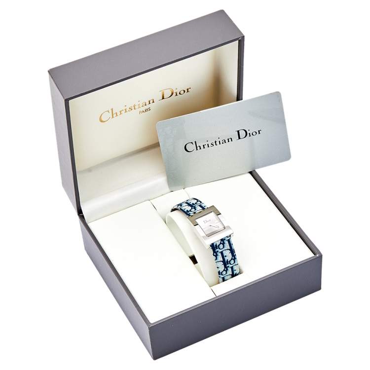 Pre Owned Christian Dior Silver Stainless Steel Leather Malice D78-109 Women's Wristwatch 19 mm