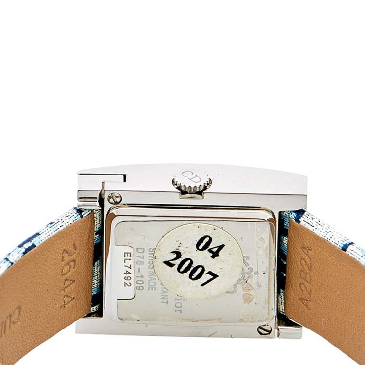 Pre Owned Christian Dior Silver Stainless Steel Leather Malice D78-109 Women's Wristwatch 19 mm