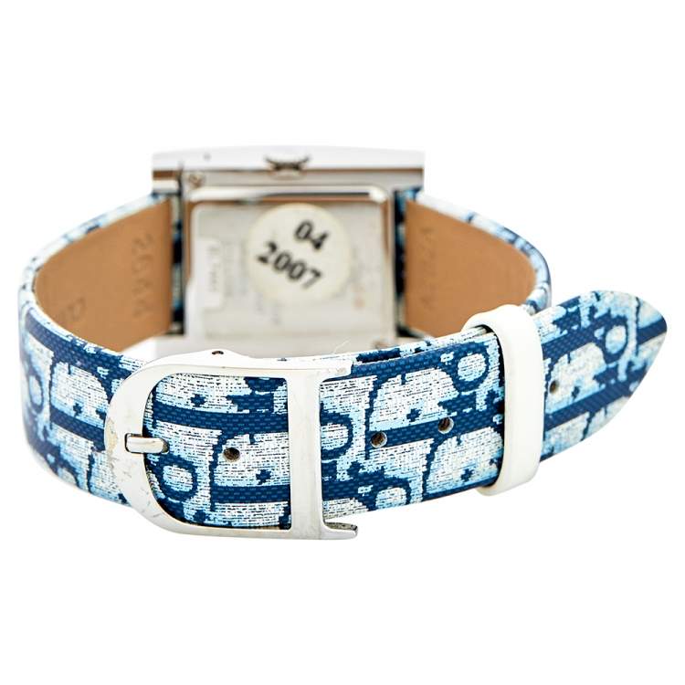 Pre Owned Christian Dior Silver Stainless Steel Leather Malice D78-109 Women's Wristwatch 19 mm
