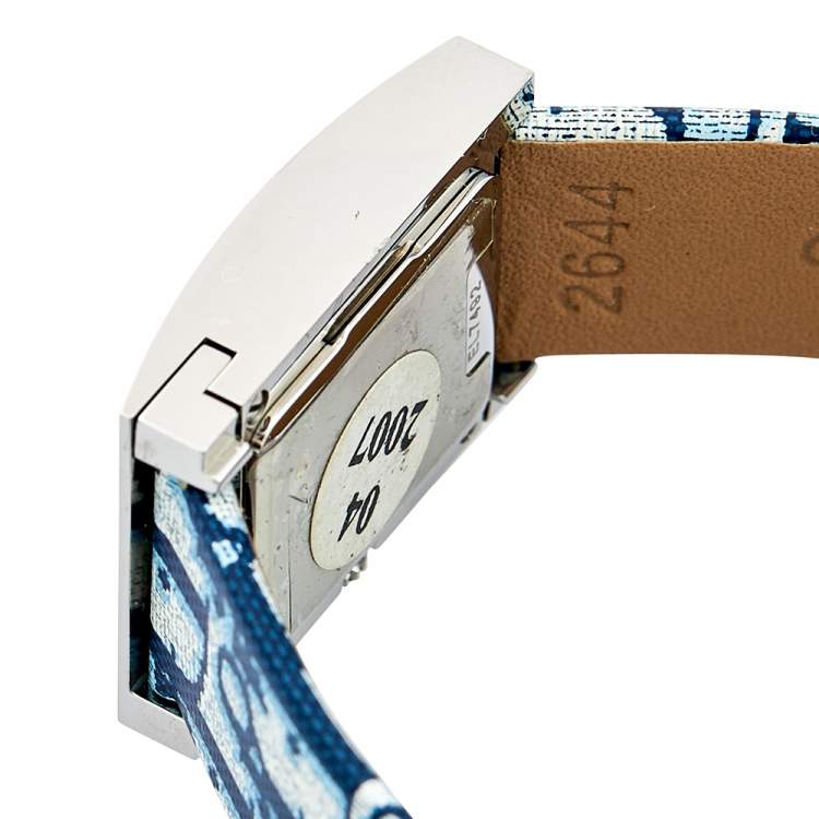 Pre Owned Christian Dior Silver Stainless Steel Leather Malice D78-109 Women's Wristwatch 19 mm