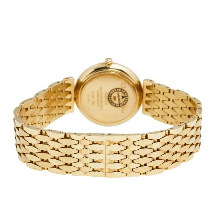 Pre Owned Christian Dior Champagne Gold Plated Stainless Steel D69-150 Women's Wristwatch 32 mm