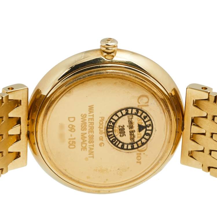 Pre Owned Christian Dior Champagne Gold Plated Stainless Steel D69-150 Women's Wristwatch 32 mm
