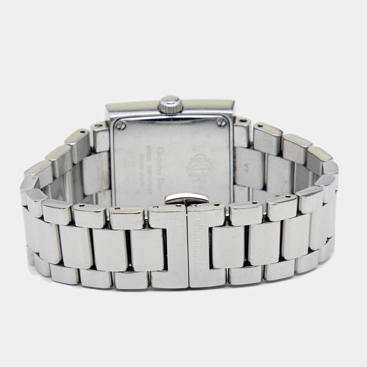 Pre Owned Christian Dior Silver Stainless Steel Diamond Riva D98-1014 Women's Wristwatch 24.50 mm