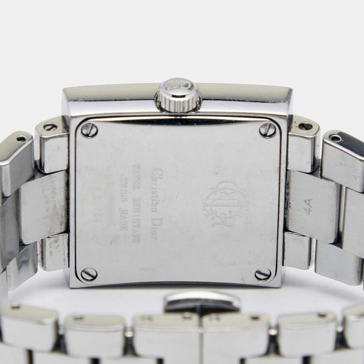 Pre Owned Christian Dior Silver Stainless Steel Diamond Riva D98-1014 Women's Wristwatch 24.50 mm