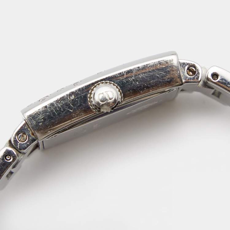 Pre Owned Christian Dior Silver Stainless Steel Diamond Riva D98-1014 Women's Wristwatch 24.50 mm