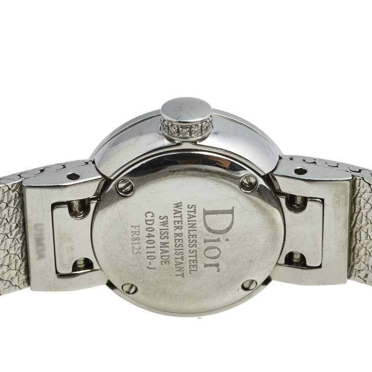 Pre Owned Dior Mother of Pearl Stainless Steel Diamond La Mini D de Dior Satine CD040110M002 Women's Wristwatch 19 mm