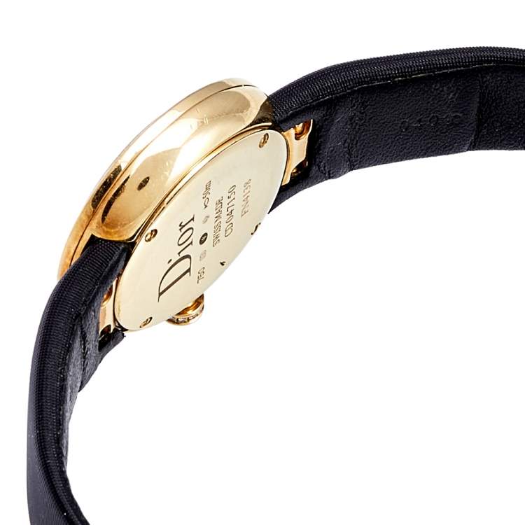 Pre Owned Dior Mother of Pearl 18k Yellow Gold Diamond Satin La D De Dior CD047150A001 Women's Wristwatch 25 mm