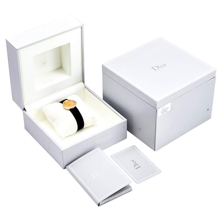 Pre Owned Dior Mother of Pearl 18k Yellow Gold Diamond Satin La D De Dior CD047150A001 Women's Wristwatch 25 mm