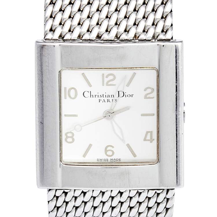 Pre Owned Christian Dior Silver Stainless Steel D79-100 Women's Wristwatch 28 mm