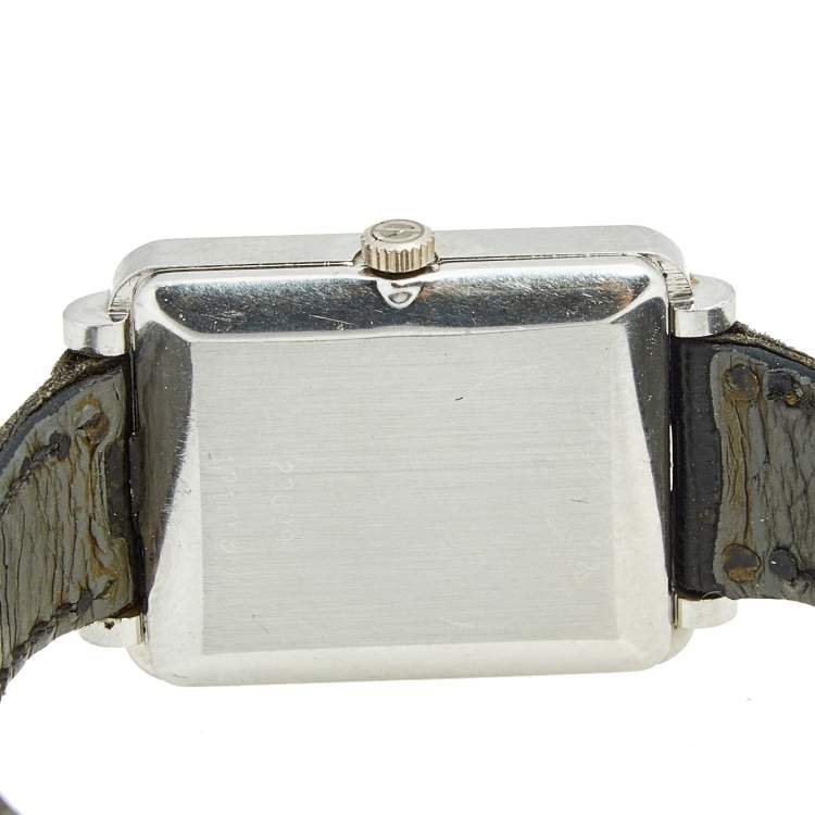 Pre Owned Christian Dior Grey Stainless Steel Leather Vintage 22699 Women's Wristwatch 22 mm