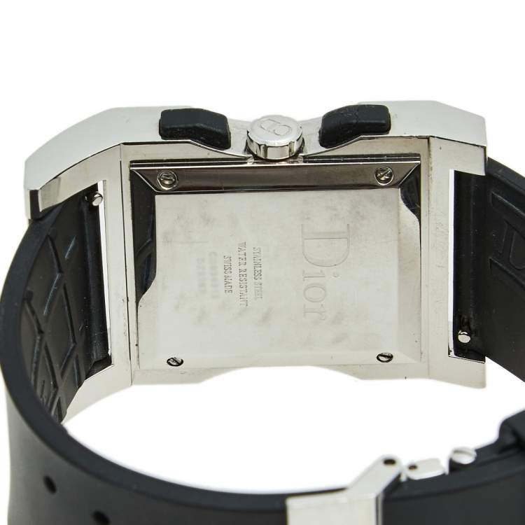 Pre Owned Dior Black Stainless Steel Rubber Chris 47 CD034313 Women's Wristwatch 33 mm