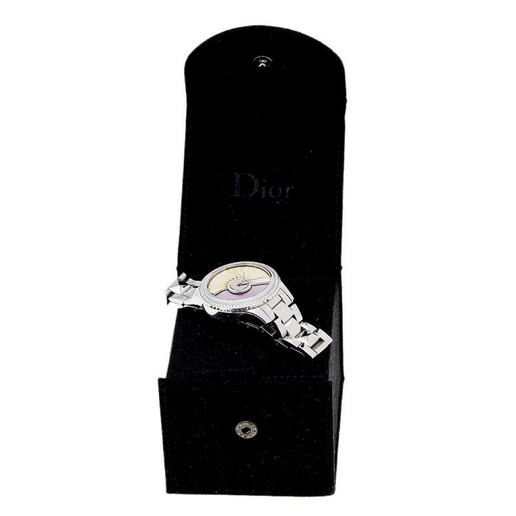 Pre Owned Dior Multicolor Mother of Pearl Diamond Stainless Steel Grand Bal Plisse Soleil CD153B10 Women's Wristwatch 36 mm