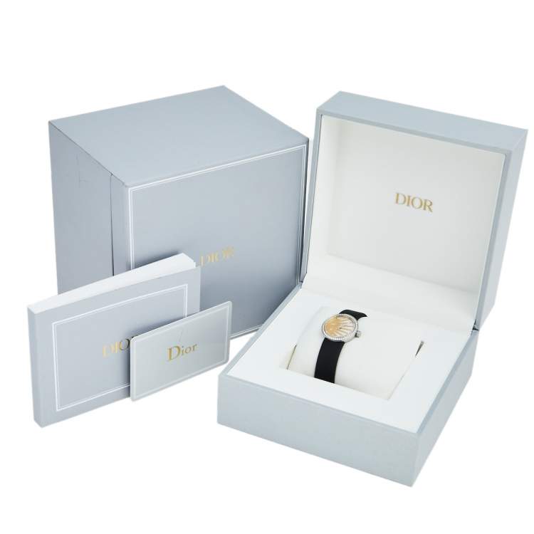 Pre Owned Dior Mother of Pearl Stainless Steel Diamond Satin La D De Dior Rose Celeste CD04711X1001 Women's Wristwatch 25 mm